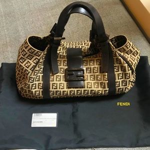 Fendi Brown Zucca Print Sporty Hobo Tote Bag